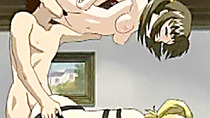 Two hentai bondaged and swing dildo fucked