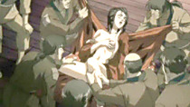 Japanese hentai caught and gets licked her wetpussy and tits by bandits