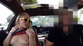 Super hot and pretty blonde sells her car and her pussy for some cash