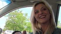 Hottie teen Katy gets fucked form behind by the drivers cock in the field