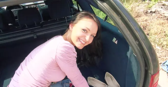 Brunette Belle Claire gets banged hard in the car by the stranger