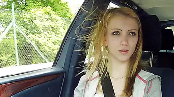 Damn pretty Euro girl Beatrix gets fucked hard in the car and receives cumshots