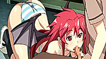 Hentai coed licking and sucking stiff cock