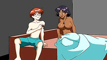 Anime ebony taking white cock hardcore
